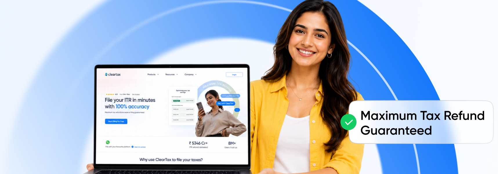 File your ITR in minutes with 100% accuracy