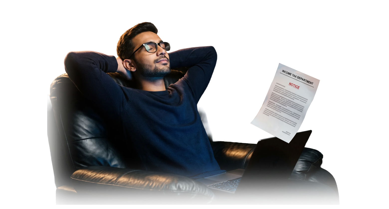Man relaxing while an expert handles his tax notice